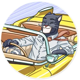 🏃‍♂️ Katze, Fahren, Auto, Cartoon, Tier, Anthropomorph telegram sticker