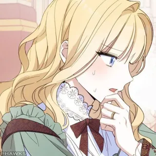 🤍 dessin animé, animé, manga, blonde, femme, rougissant telegram sticker