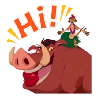 🙃 Timon and Pumbaa The Lion King Hi!! lion king, timon, pumbaa, disney, greeting, hi telegram sticker