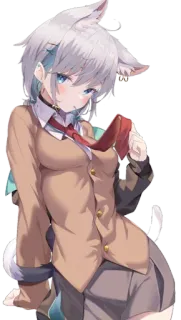 😍 Fille anime, Oreilles de chat, Uniforme scolaire, Kawaii, Manga, Mignon, Anime, Art numérique telegram sticker