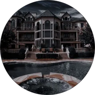 💭 house, mansion, luxury, real estate, property, pool telegram sticker