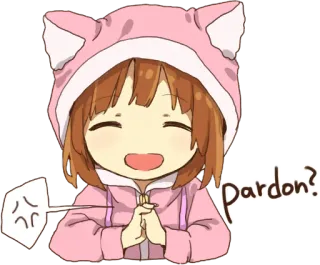 🤔 pardon? Аниме, Кот, Девочка, Каваий, Милый telegram sticker