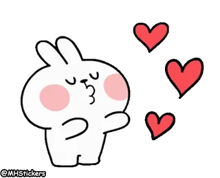 😘 molang, coelho, fofo, amor, corações, beijo whatsapp sticker