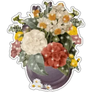 🌹 flowers, bouquet, floral, vase, nature, daisies whatsapp sticker