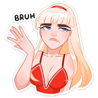🥴 BRUH mujer, rubia, actitud, casual, pegatina telegram sticker