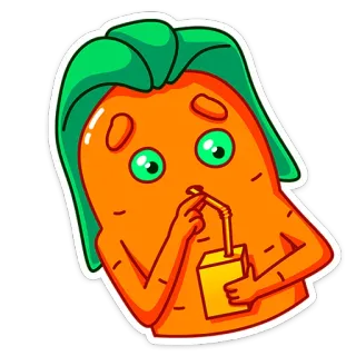😳 морковь, сок, овощ, еда, мультфильм, питье whatsapp sticker
