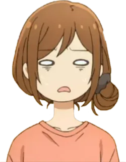 😥 动漫, 女孩, 表情, 烦躁, 疲惫, 角色 telegram sticker