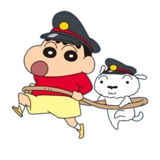 👨‍✈️ Shin-chan Nohara Crayon Shin-chan Anime, Dessin animé, Shin-chan, Chien, Chapeau, Course telegram sticker