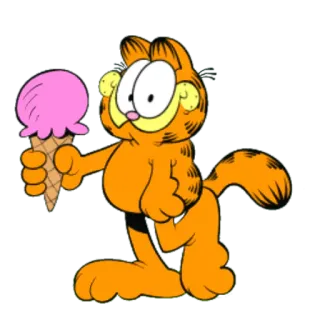 🍦 Garfield cat, cartoon, ice cream, food, orange whatsapp sticker