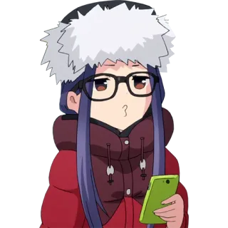 😗 动漫, 女孩, 冬天, 帽子, 眼镜, 卡通 telegram sticker