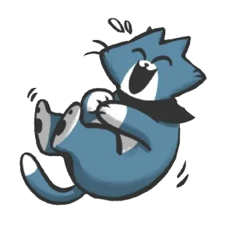 😄 gato, animal, dibujo animado, pegatina, azul telegram sticker