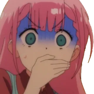 😧 anime, sốc, cô gái, tóc hồng, lo lắng, ngạc nhiên telegram sticker