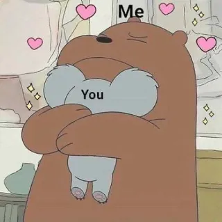 🐼 Me You urso, coala, abraço, amor, desenho animado telegram sticker