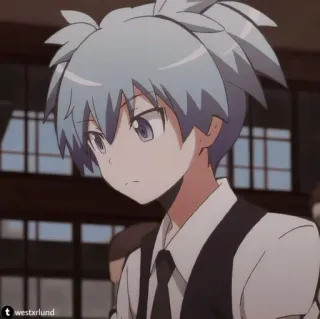🦕 Nagisa Shiota Assassination Classroom anime, boy, character, nagisa, blue hair, school uniform, assassination classroom telegram sticker