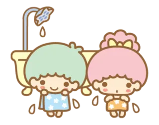 🛁 Little Twin Stars Little Twin Stars, kawaii, fofo, banho, chuveiro, pastel, Sanrio telegram sticker