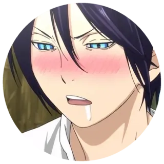 😏 Yato Noragami 动漫, 夜斗, 野良神, 脸红, 卡通 whatsapp sticker