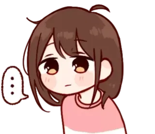 😐 ... อนิเมะ, การ์ตูน, สีหน้า, น่ารัก, งง, คิด, คำถาม telegram sticker