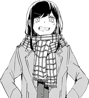 😁 Аниме, Манга, Девушка, Шарф, Куртка, Улыбка telegram sticker