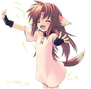 😻 anime, cartoon, fox girl, kemonomimi, cute, smile telegram sticker