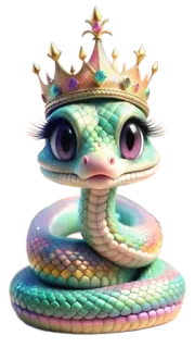 🤩 งู, ราชินี, น่ารัก, สติกเกอร์, สัตว์, มงกุฎ whatsapp sticker