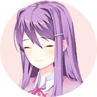 💜 Yuri Doki Doki Literature Club! anime, cô gái, tóc tím, dễ thương, Doki Doki Literature Club, Yuri telegram sticker