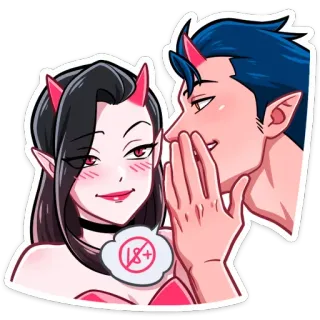 😏 18+ diablo, demonio, restricción de edad, contenido adulto, cuernos, dibujos animados, anime telegram sticker