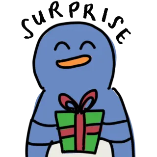 🎁 pingouin, cadeau, mignon, dessin animé, animal, fête telegram sticker