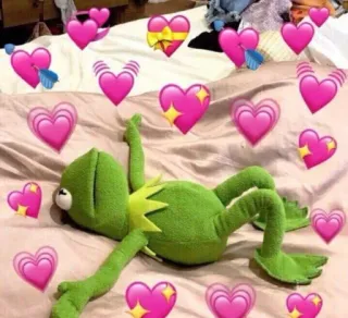 😍 Kermit Kermit, hearts, meme, frog, love, cute, emojis telegram sticker