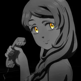 🖤 Anime, Ragazza, Telefono, Monocromatico telegram sticker