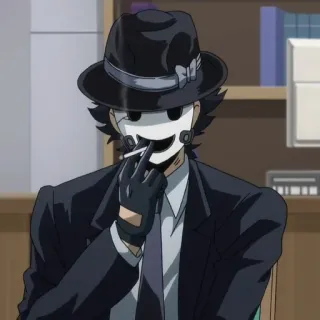 🚬 Sniper Mask High-Rise Invasion anime, character, mask, smoking, suit, hat telegram sticker