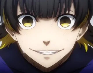 😄 anime, smirk, blue lock, yellow eyes, determined whatsapp sticker