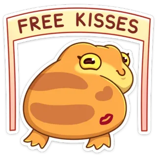 😘 FREE KISSES baiser, grenouille, amour, mignon, drôle, autocollant whatsapp sticker