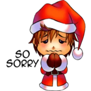 😞 SO SORRY lo siento, disculpa, navidad, santa claus, lindo, dibujos animados whatsapp sticker