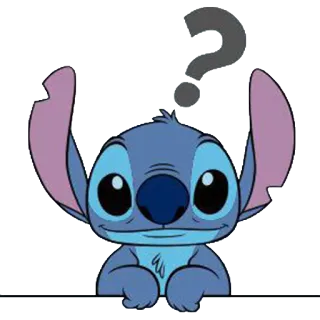 😯 Stitch สติทช์, ลิโล่ แอนด์ สติทช์, ดิสนีย์, คำถาม, น่ารัก, การ์ตูน telegram sticker