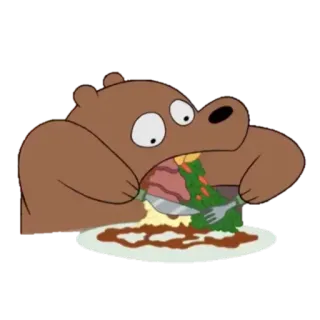 🐼 urso, desenho animado, comendo, comida, jantar, prato, engraçado telegram sticker