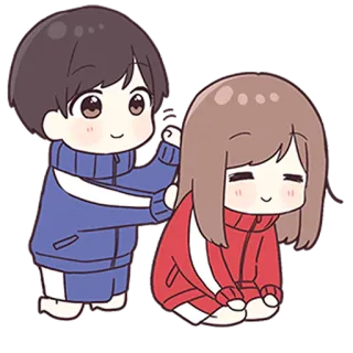 💙 anime, couple, chibi, cute, love, relationship whatsapp sticker