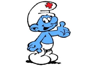 👷 Smurf การ์ตูน, ยกนิ้วโป้ง, สเมิร์ฟ, หมอ, พยาบาล whatsapp sticker