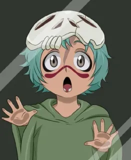 👼 anime, personaggio, maschera teschio, spaventato whatsapp sticker