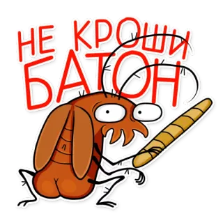 😡 НЕ КРОШИ БАТОН barata, pão, desenho animado, adesivo, comida telegram sticker