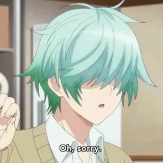 ⏱ Oh, sorry. anime, apology, character, mint hair, sorry telegram sticker