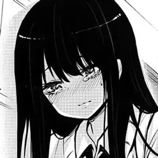 🖤 anime, garota, chorando, triste, mangá, cabelo preto telegram sticker