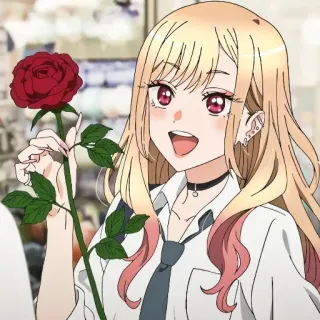 🌹 Marin Kitagawa My Dress-Up Darling Anime, Fille, Rose, Blonde, Mignonne, Marin Kitagawa telegram sticker