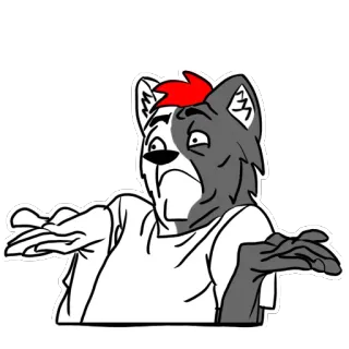 😟 Мультфильм, Волк, В замешательстве, Вопрос, Мем, Пожимает плечами telegram sticker