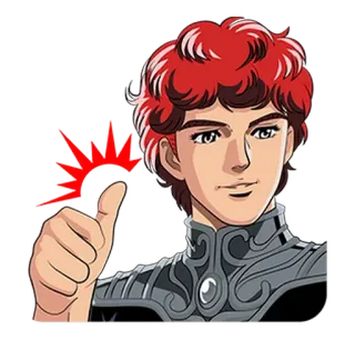 👍 Desenho animado, Anime, Homem, Cabelo ruivo, Joinha, Personagem telegram sticker