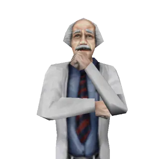 🤔 Dr. Isaac Kleiner Half-Life naukowiec, fartuch laboratoryjny, gra wideo, intelektualista, myśliciel telegram sticker