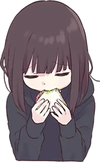 🥪 Anime, Meisje, Sandwich, Eten, Schattig whatsapp sticker