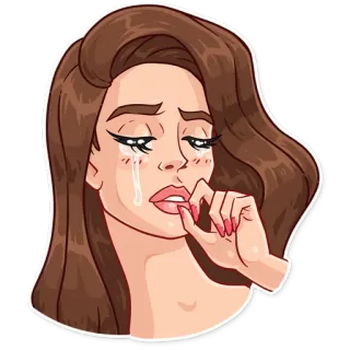 😭 여자, 울음, 슬픈, 갈색 머리, 감정적인, 소녀, 눈물 telegram sticker