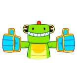 👍 いいね, モンスター, 緑, 漫画 telegram sticker