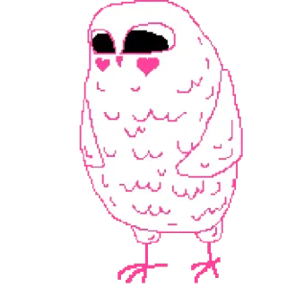 💖 burung hantu, imut, pixel art, merah muda, burung, hati, hewan telegram sticker