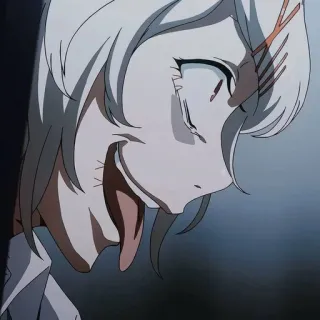 🖤 anime, ragazza, inquietante, sorriso, lingua whatsapp sticker